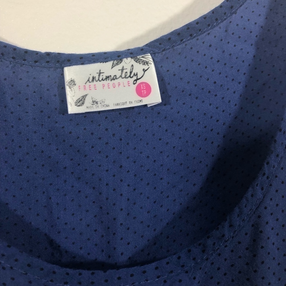 Free People Intimately Free People Blue Lace and Ruffle Sleeveless Tunic Top XS - Picture 2 of 6